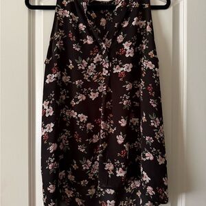 Floral Sleeveless Top - Black and Pink